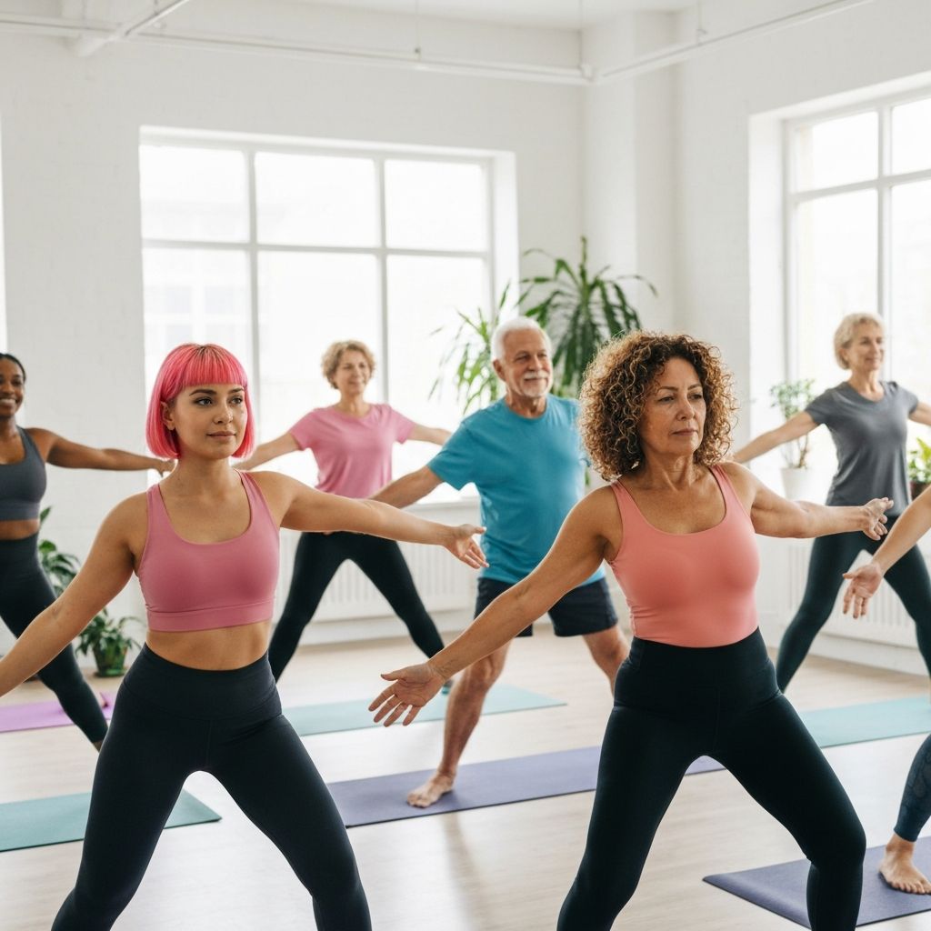 Group class participants enjoying gentle exercises